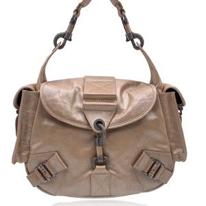 Dior Beige Metallic Shimmer Rebelle Bag - Authentic